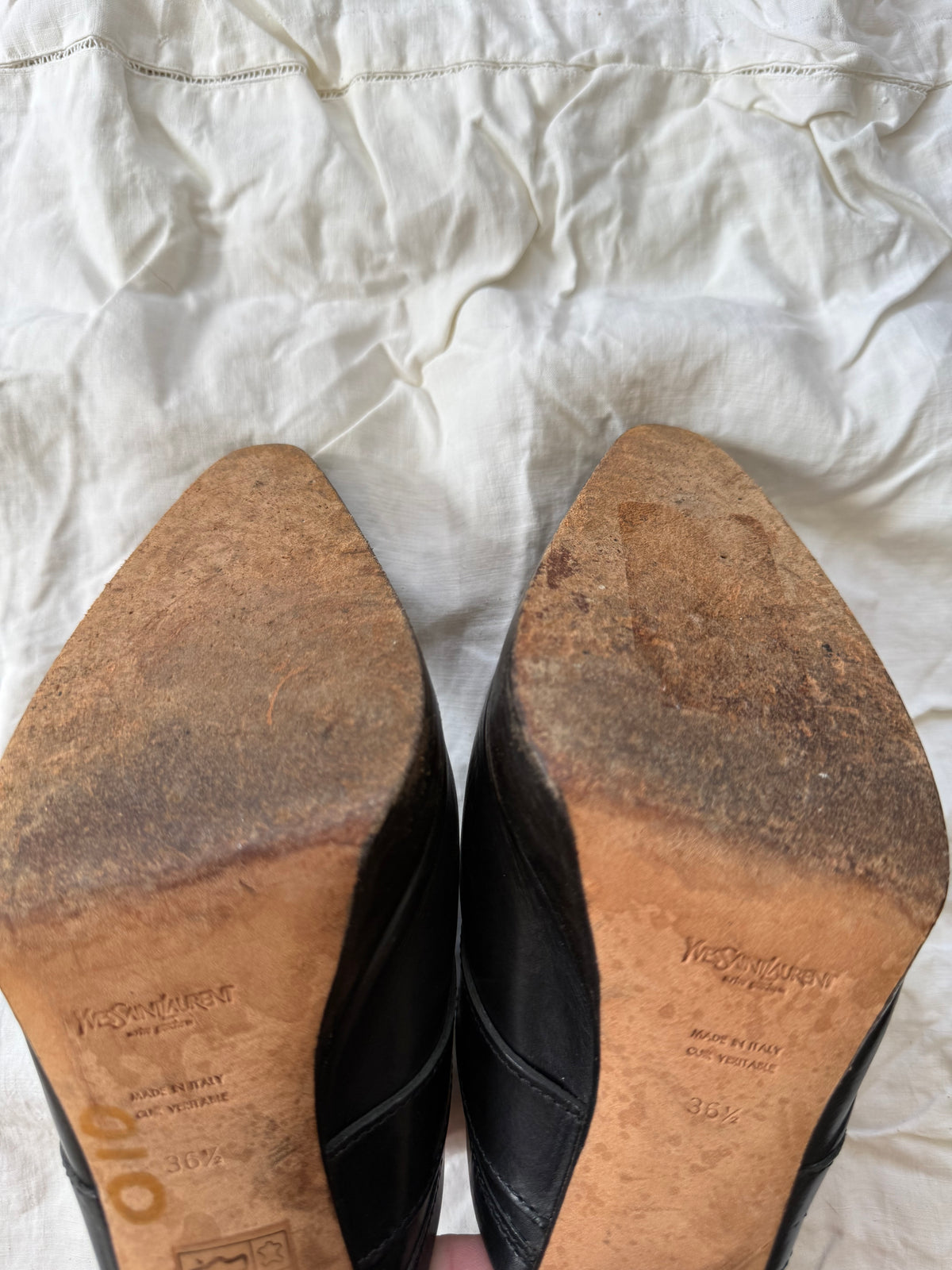 Vintage Yves Saint Laurent Black Leather Clogs with Buckle 36.5