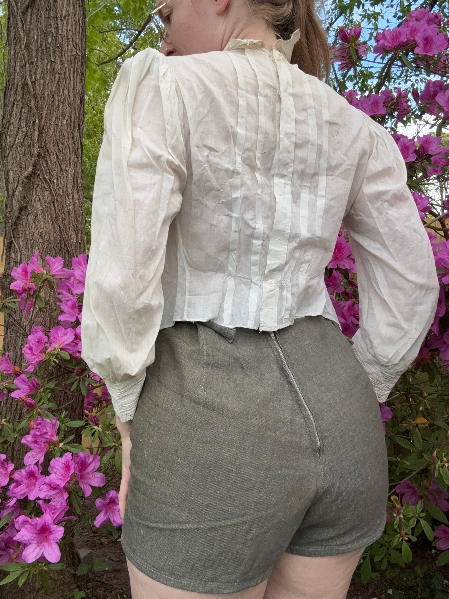 Antique Victorian White Cotton Top S
