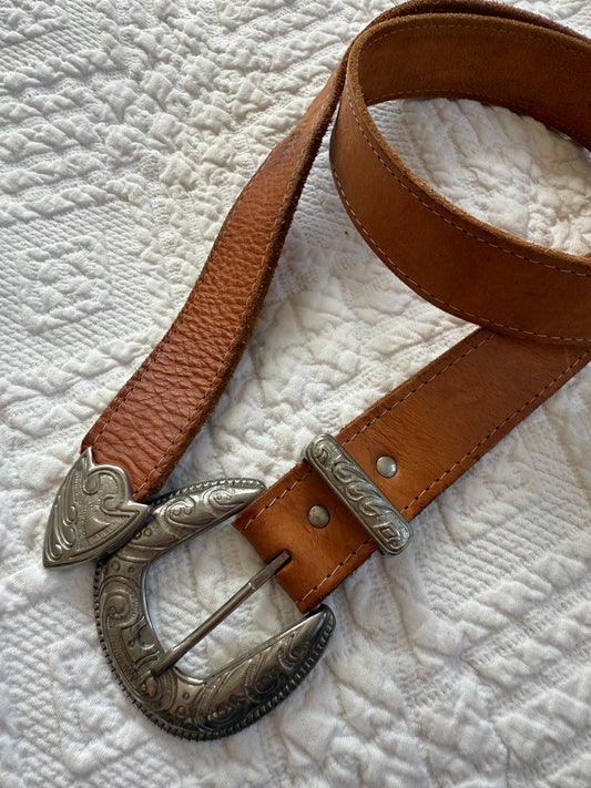 Brown Leather Western Belt