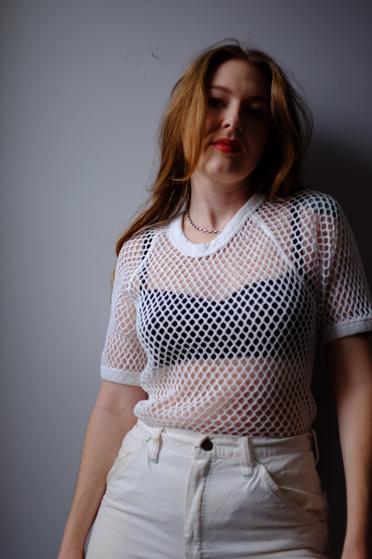 1970s 1980s LL Bean Fishnet Top S/M