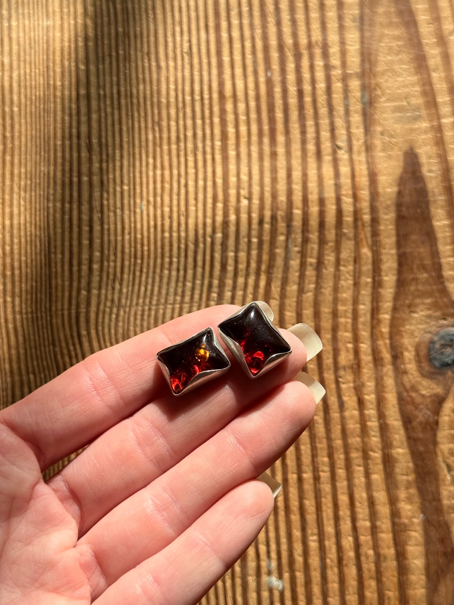 925 Silver & Amber Earrings