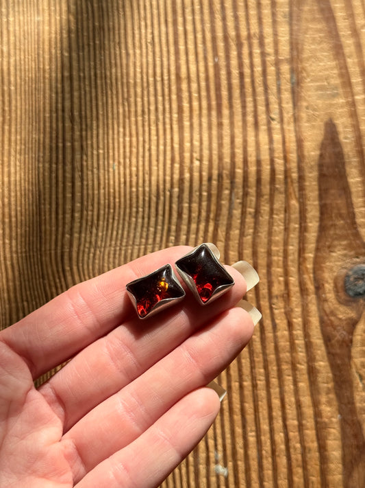 925 Silver & Amber Earrings