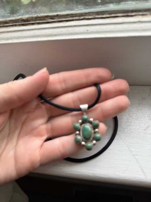 Turquoise Navajo Pendant and Necklace
