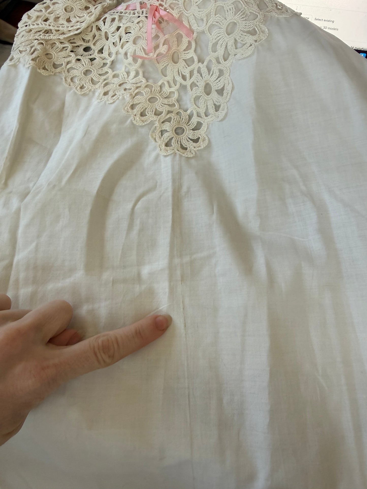 1920s or 1930s Victoria Era Cotton Crochet Maxi Dress S to L