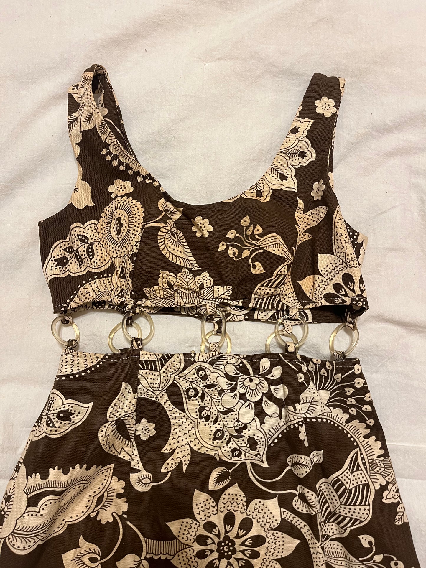 1970s Cut Out O-Ring Mini Dress