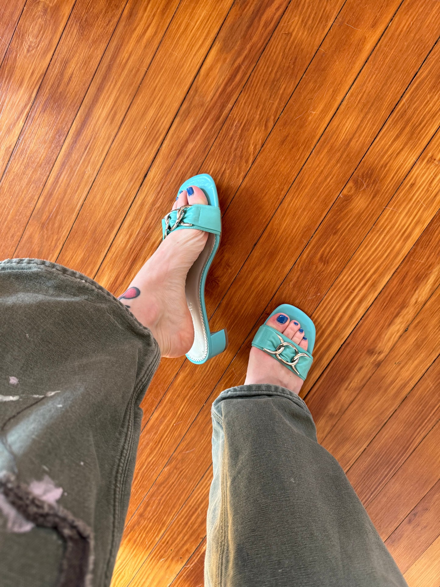 1990s Turquoise Leather Heels
