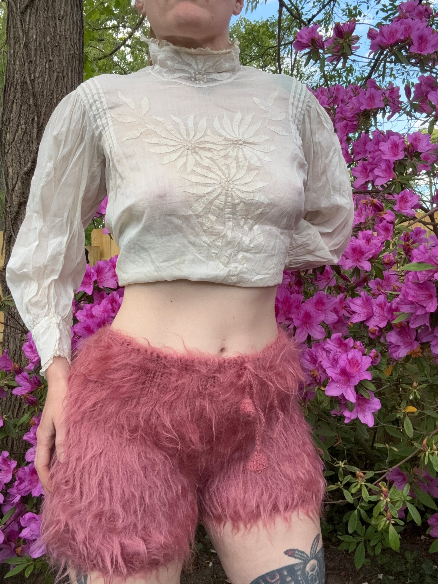 Antique Victorian Corset White Cotton Top S