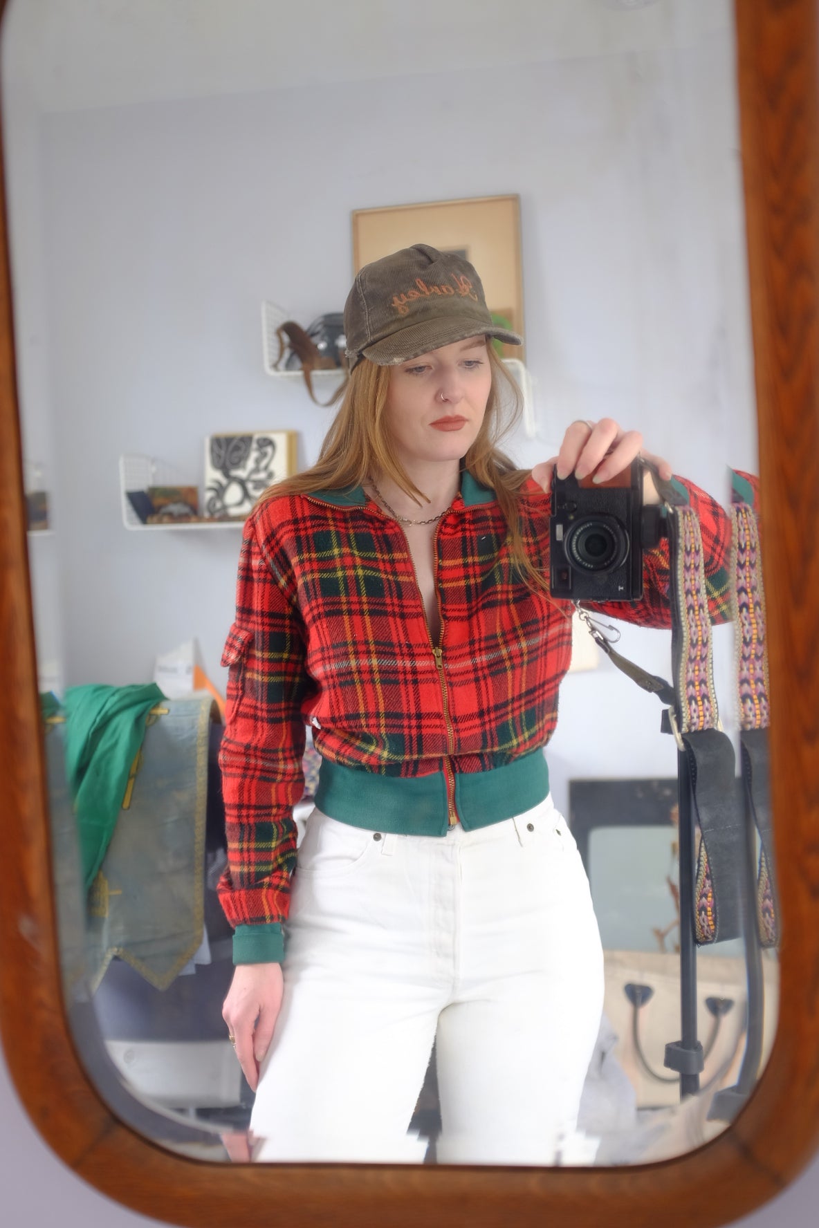 1960s Plaid Zip Up Cropped Jacket S