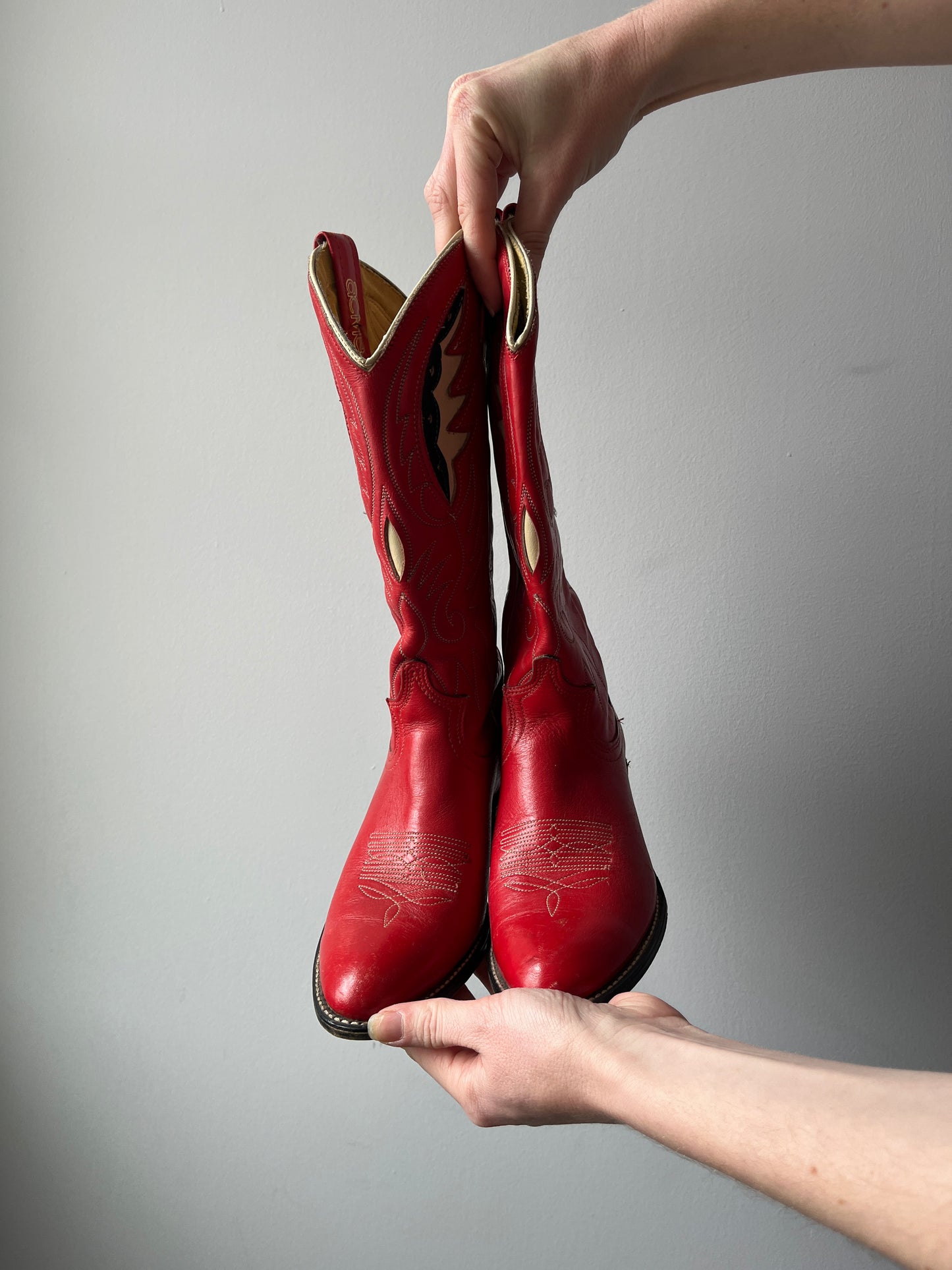 1980s Acme Cherry Red Cowboy Boots 7