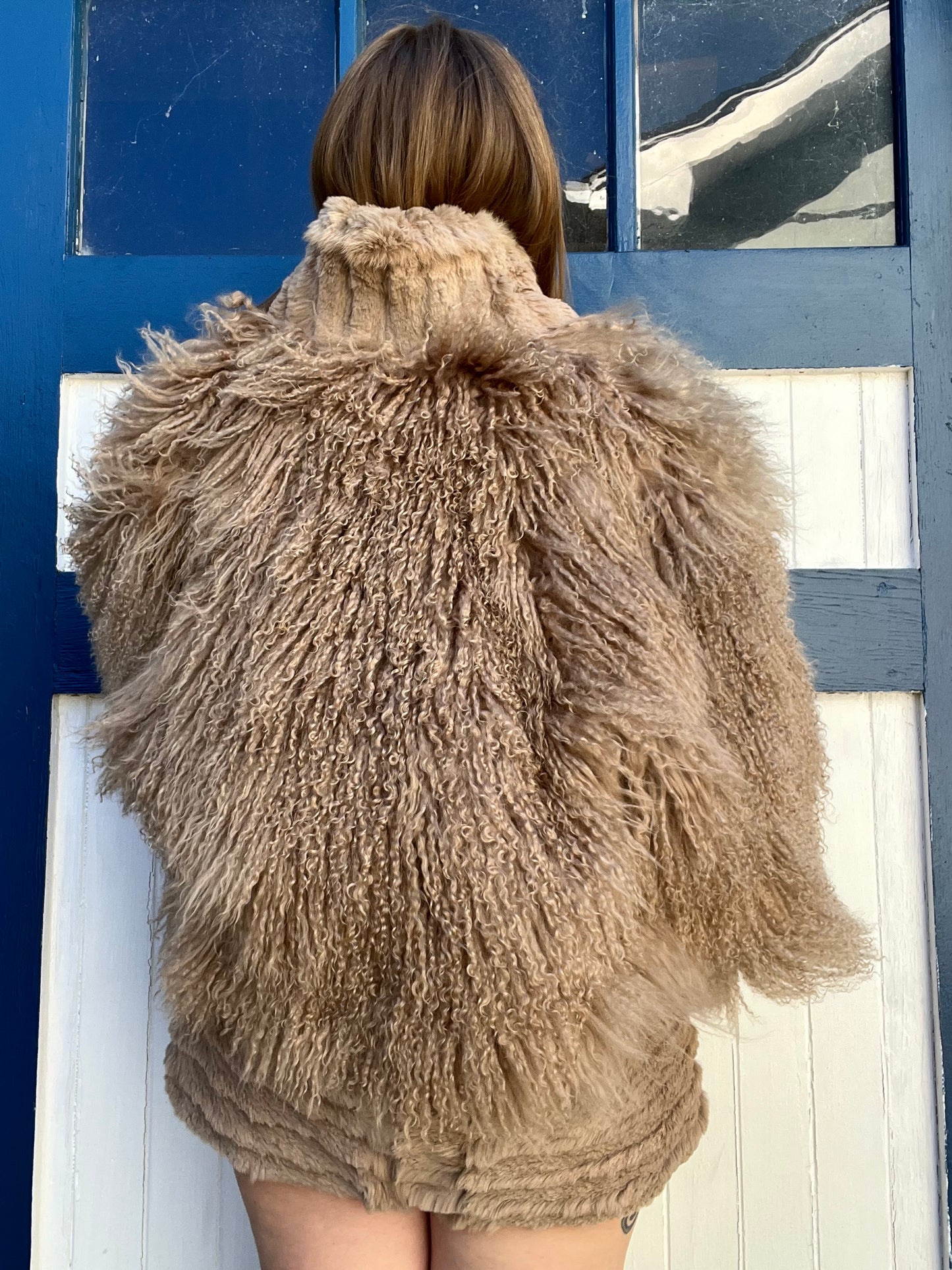 Vintage Mongolian Lamb & Rabbit Fur Coat