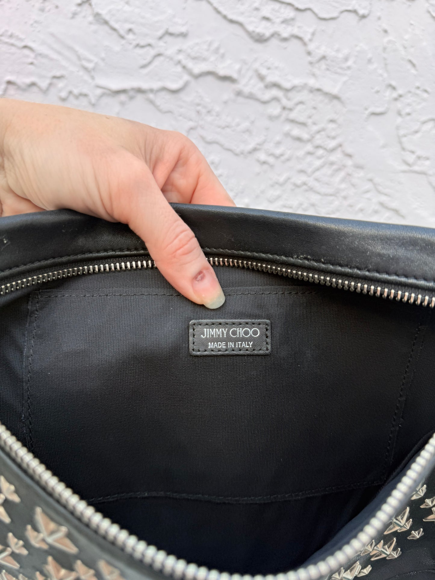 Jimmy Choo Leather Star Studded Clutch