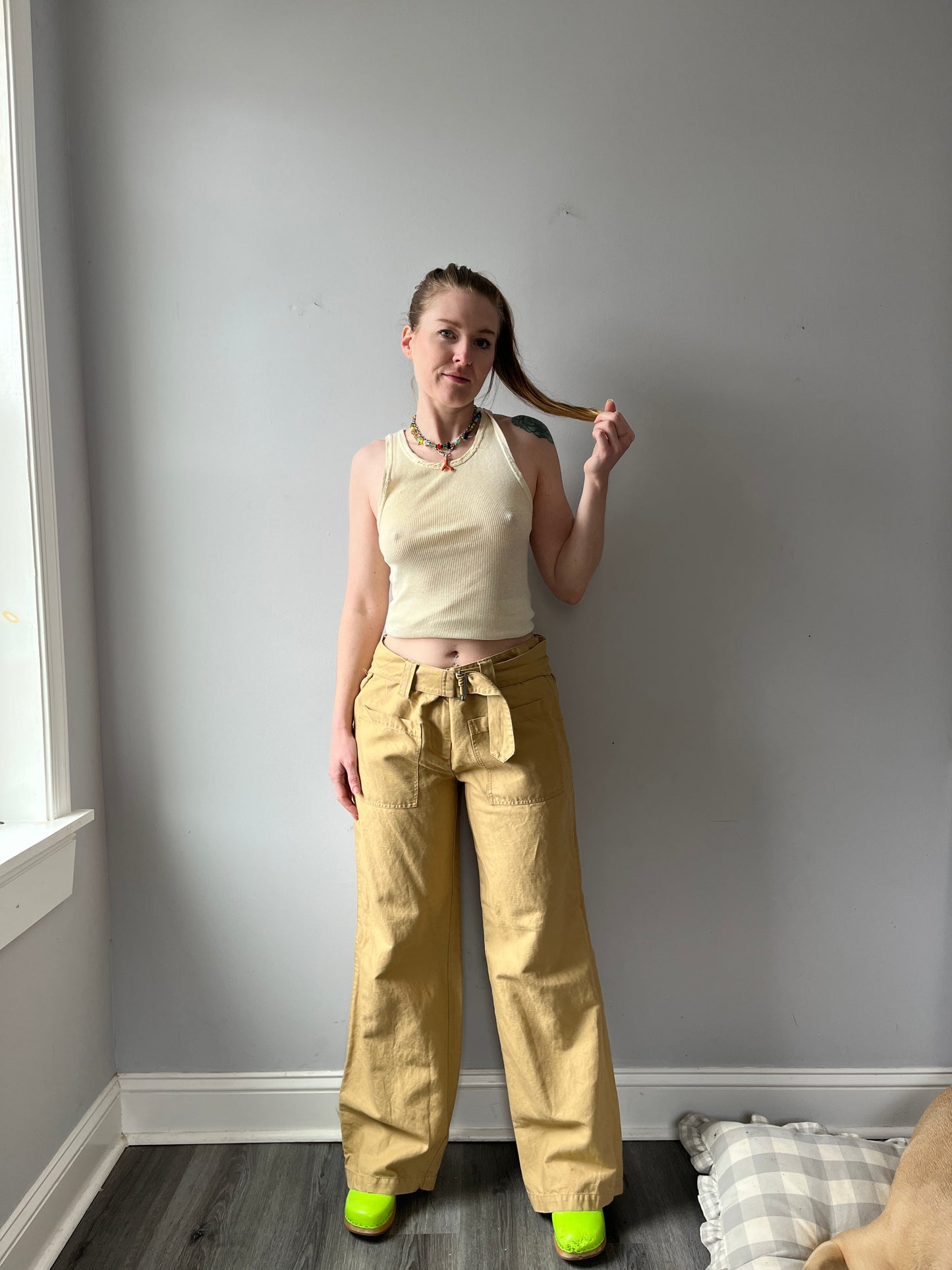 Flax/Cotton Tan Trousers