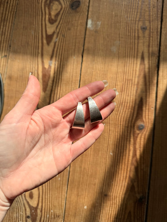 925 Silver Chunky Art Deco Style Hanging Earrings