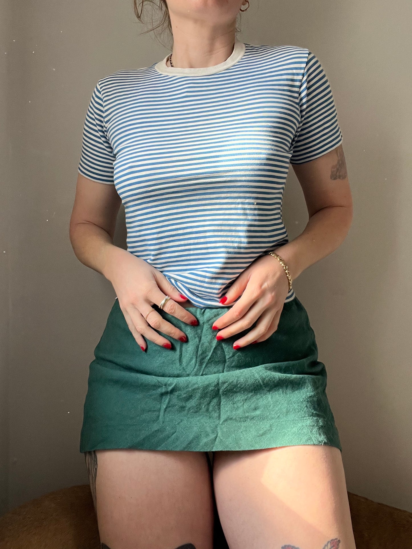 Vintage Blue Striped Tee 1970s