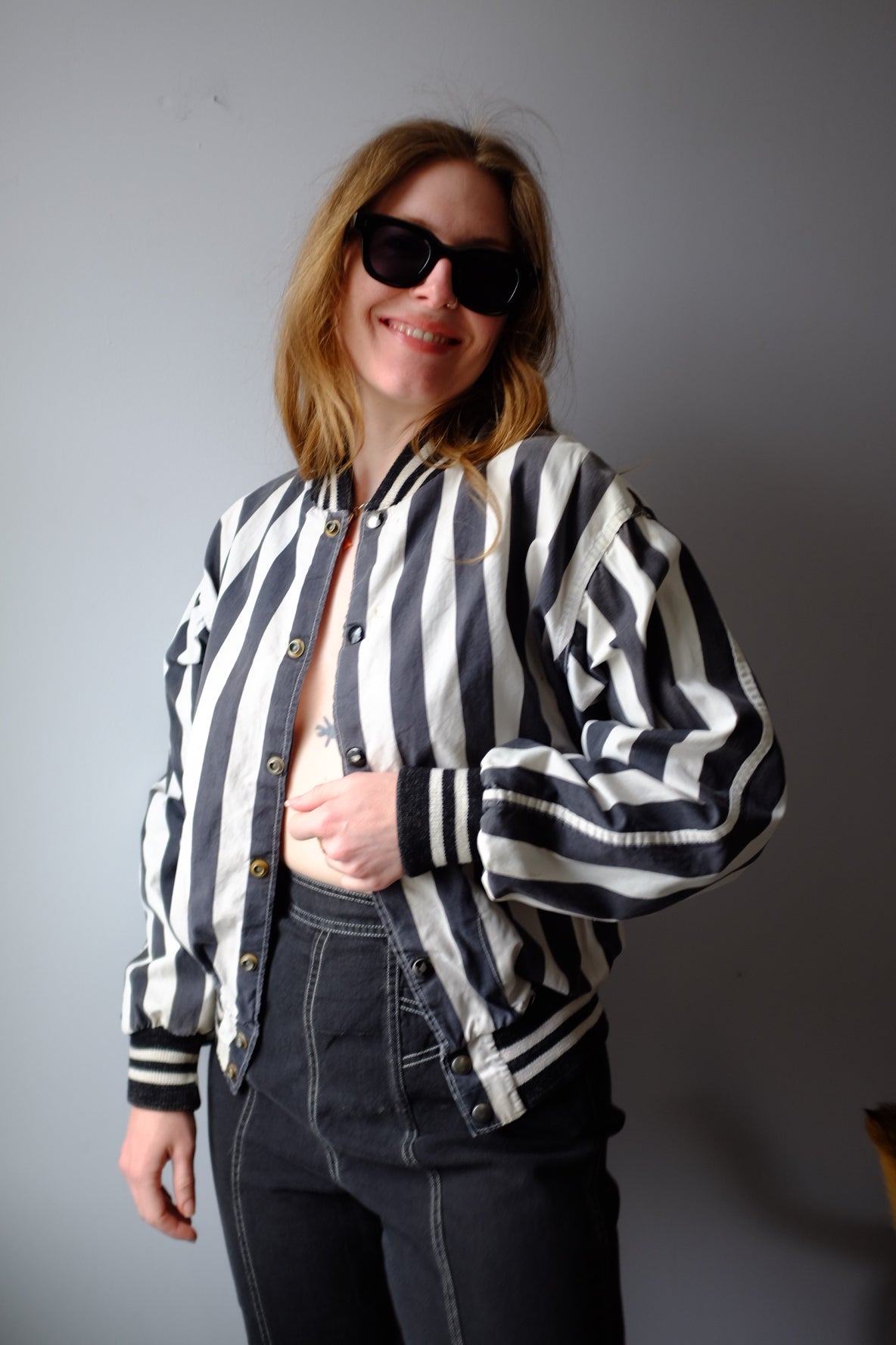 1950s Black and White Striped Referee Jacket