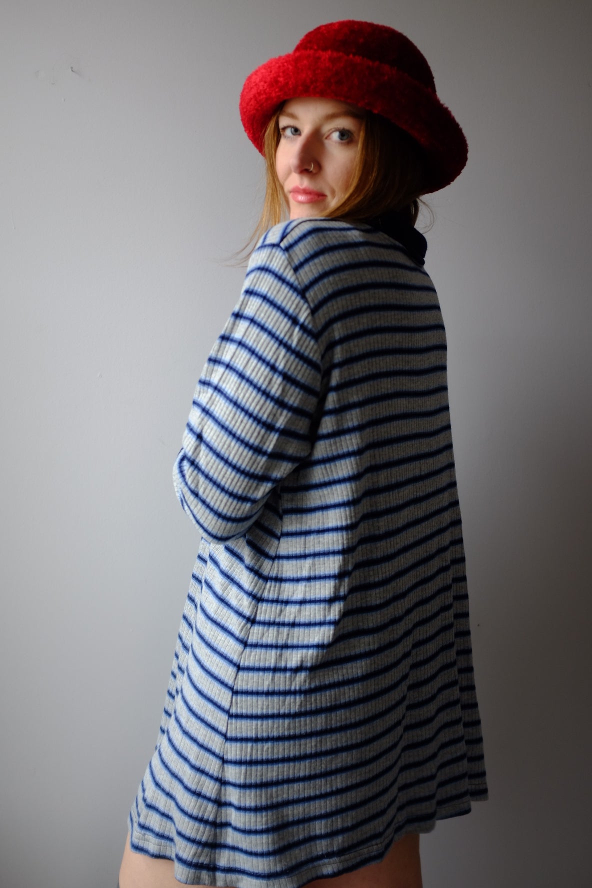 1990’s Striped Blue Cozy Dress