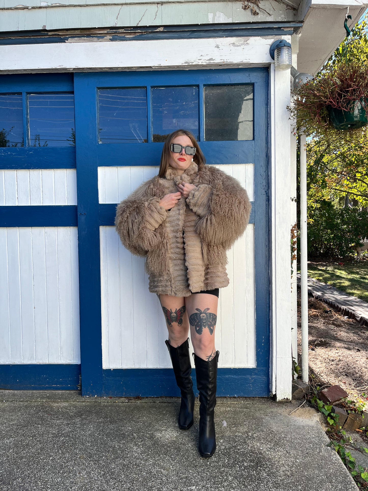 Vintage Mongolian Lamb & Rabbit Fur Coat