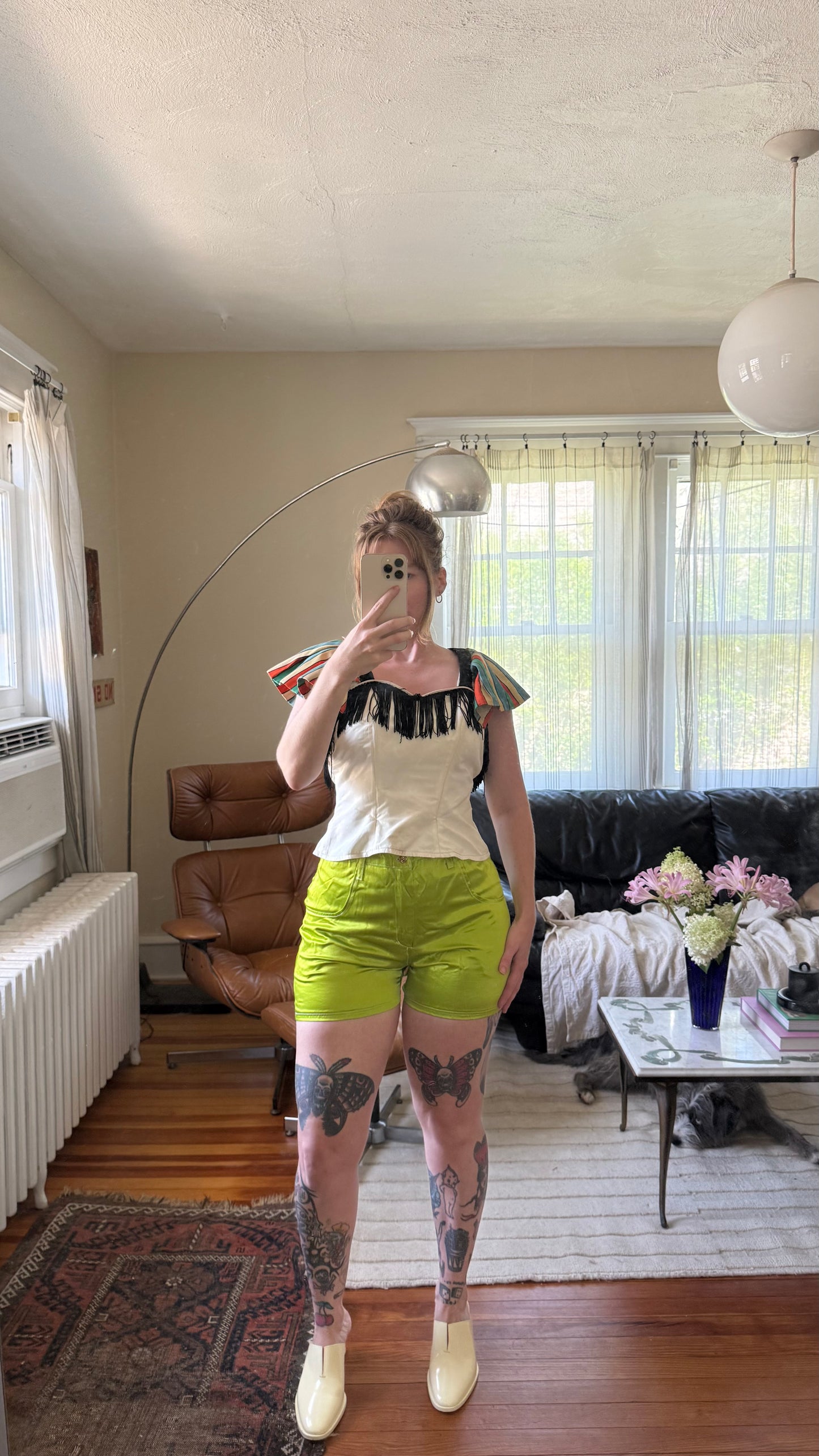 1990s Super Funky Lime Green Shiny Hot Shorts