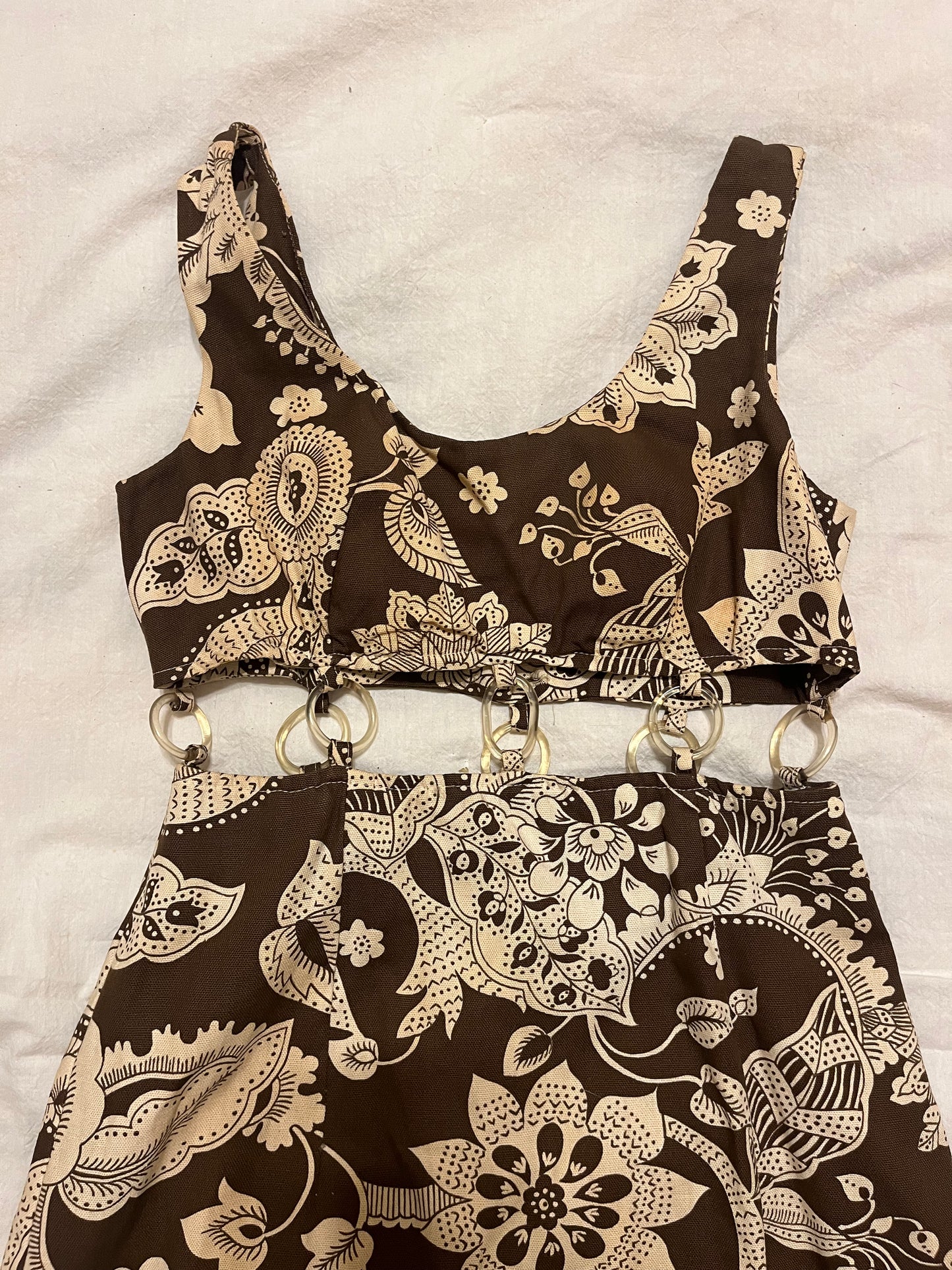 1970s Cut Out O-Ring Mini Dress