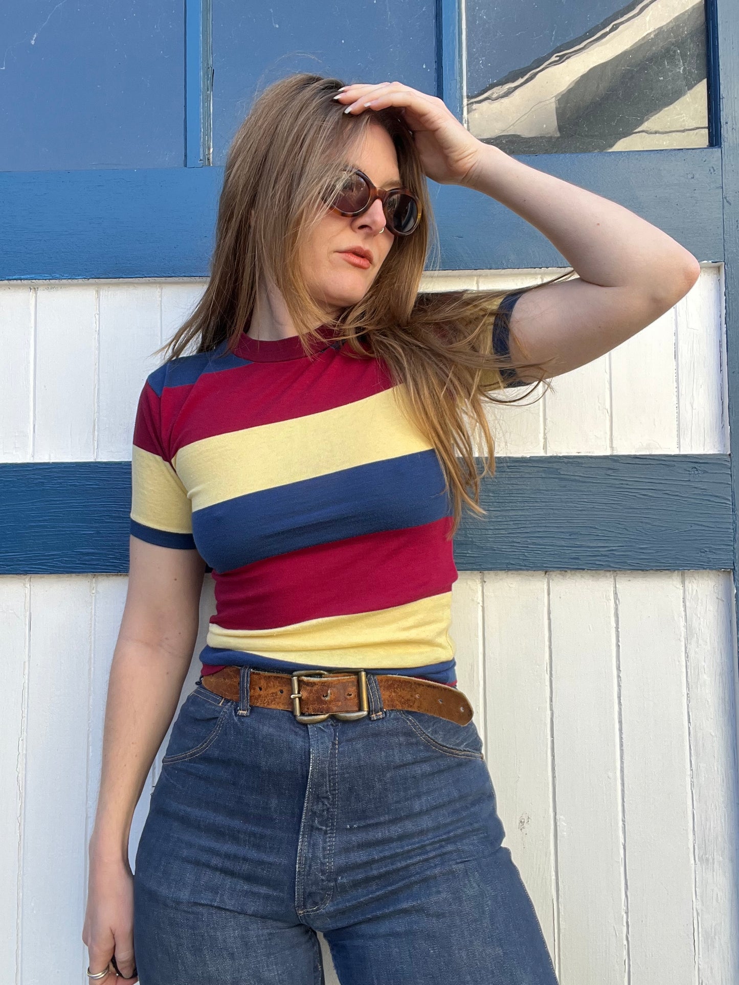 Multi Color 1960s Striped Tee XS