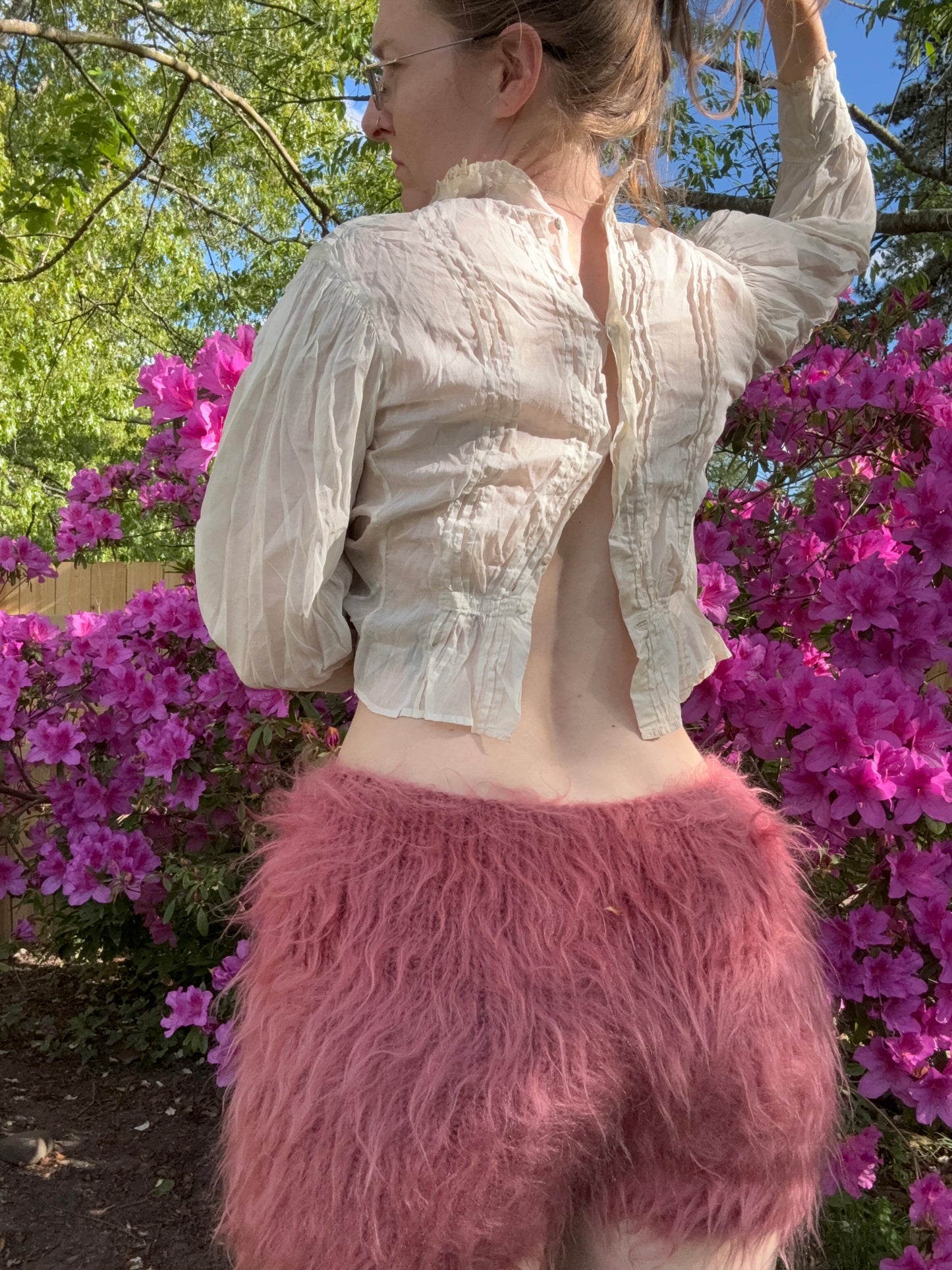 Hot Pink Shaggy Mohair Shorts