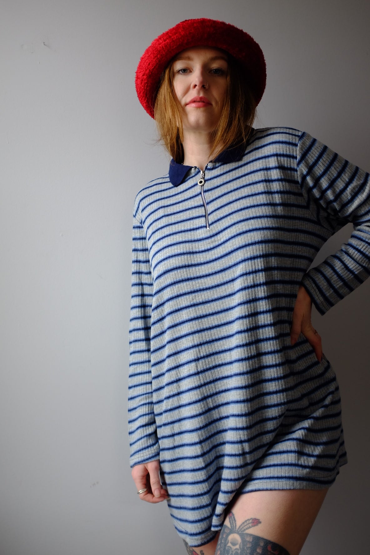 1990’s Striped Blue Cozy Dress