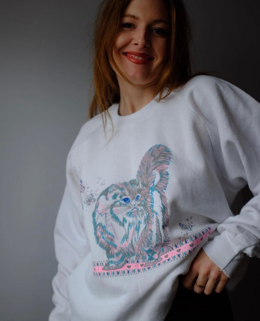 1980s Kitty Crew Neck