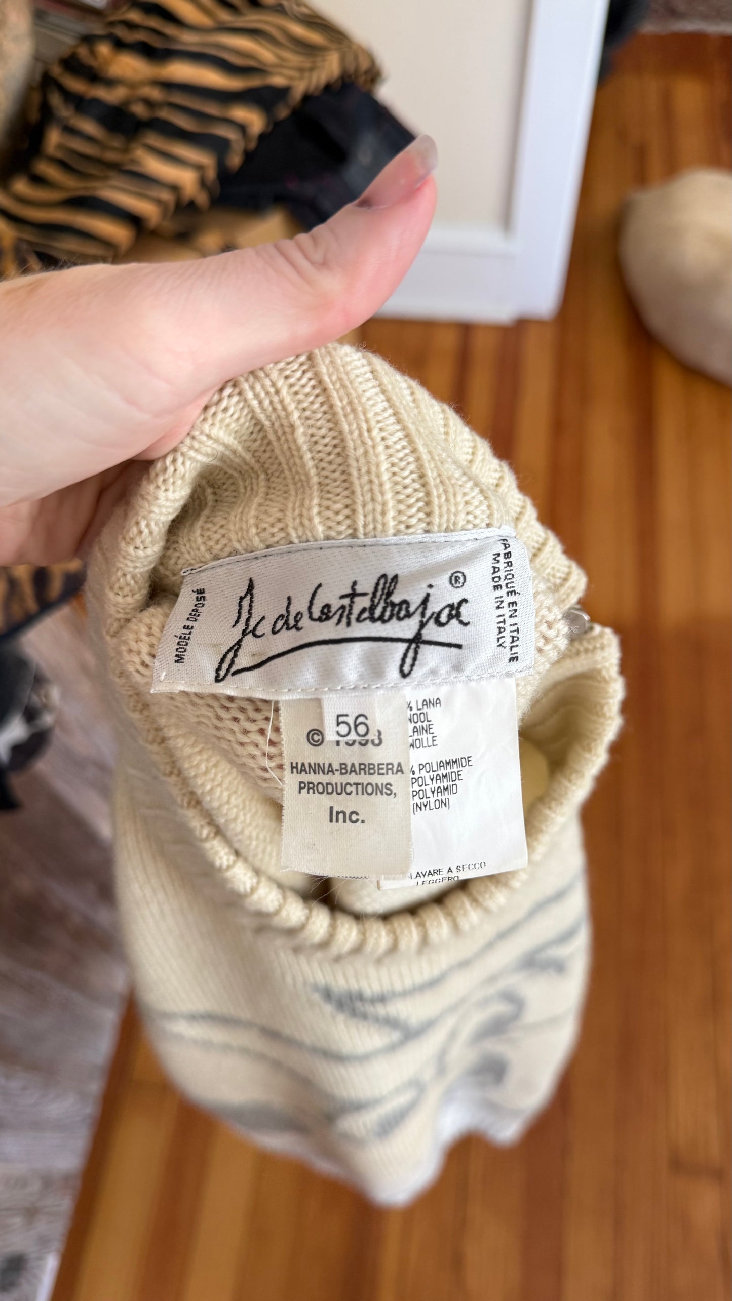 1980s JC de Castelbajac JCDC Wool Yogi Bear Oversized Sweater L/XL