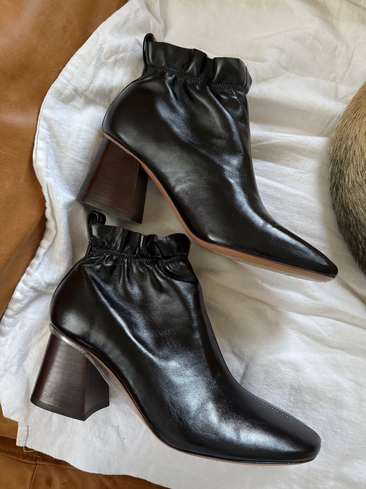 Celine Leather Scrunch Boot with Brown Heal 7.5/8 Size 39