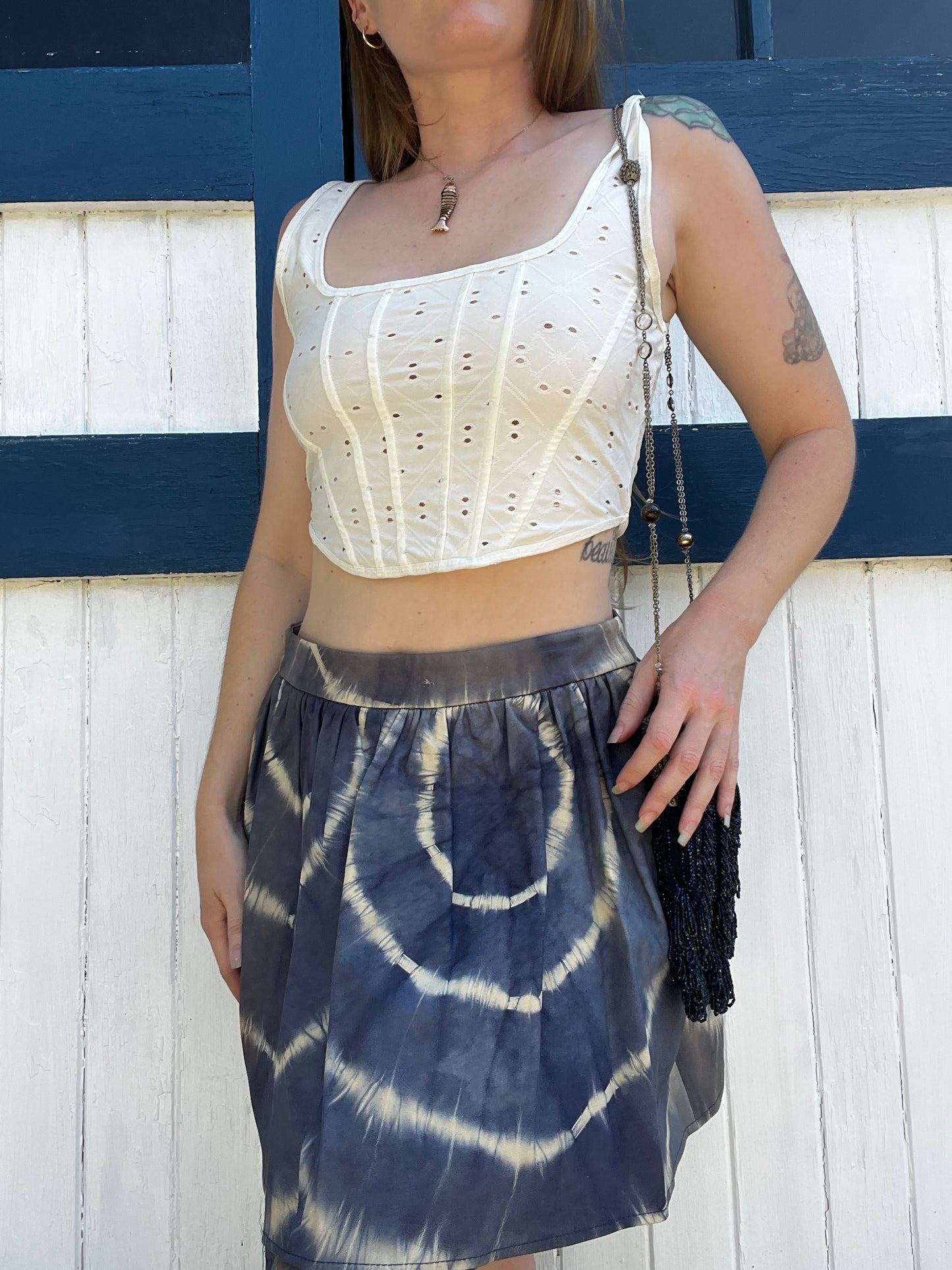 Tie Dye Leather Skirt