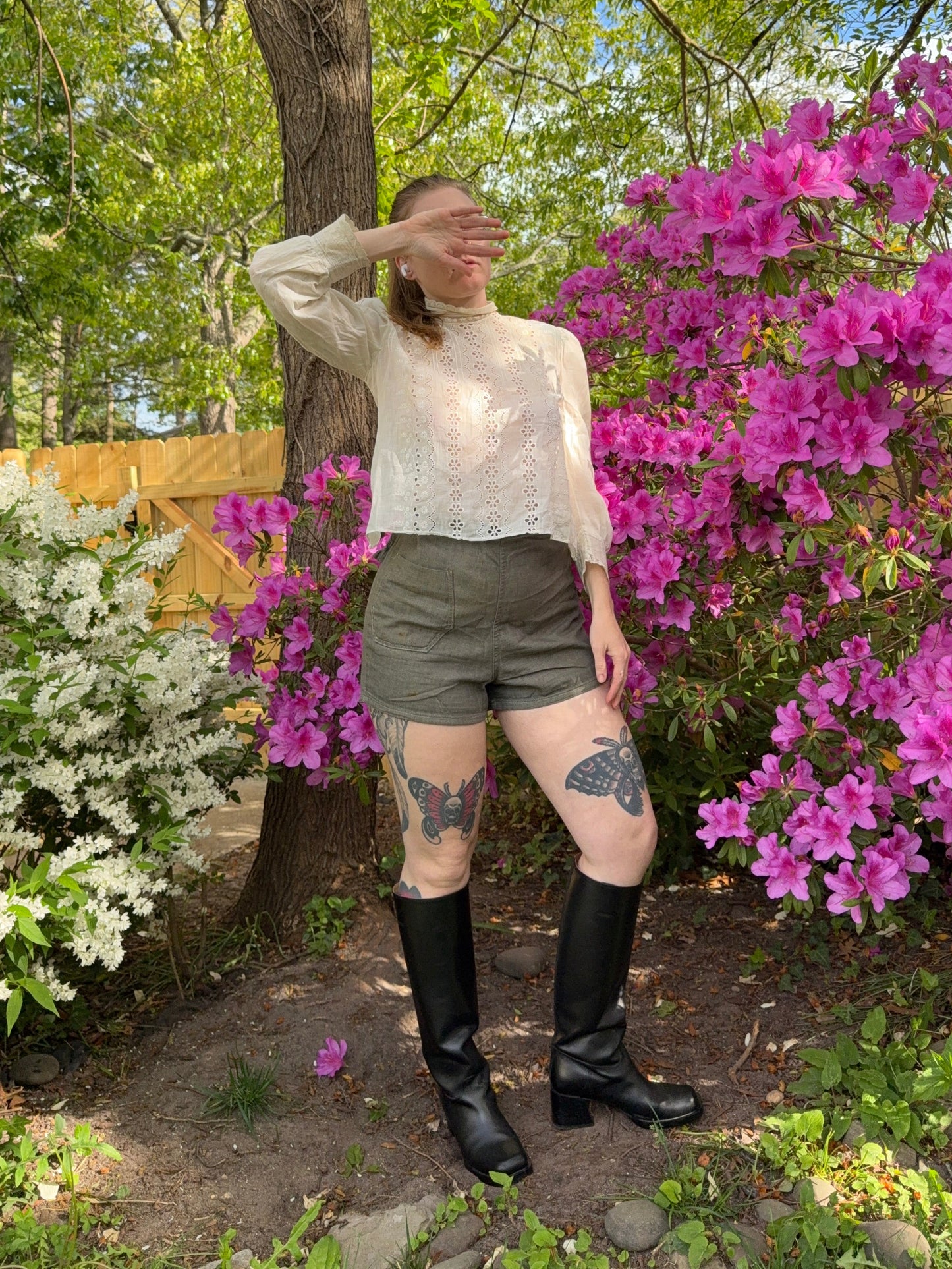 1940s Grey Shorts with Side Buckles