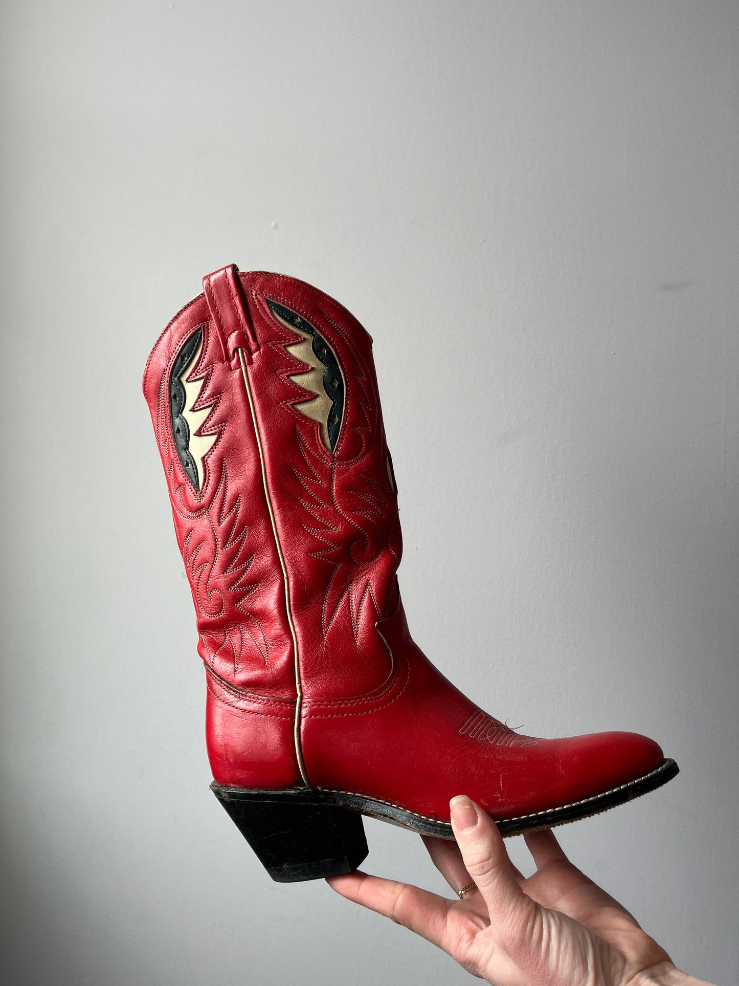 1980s Acme Cherry Red Cowboy Boots 7