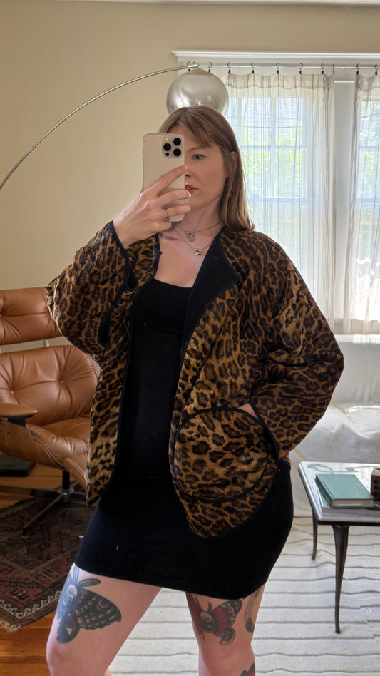 1980s Cheetah Print Hand Made Jacket Woofy Bubbles Brand