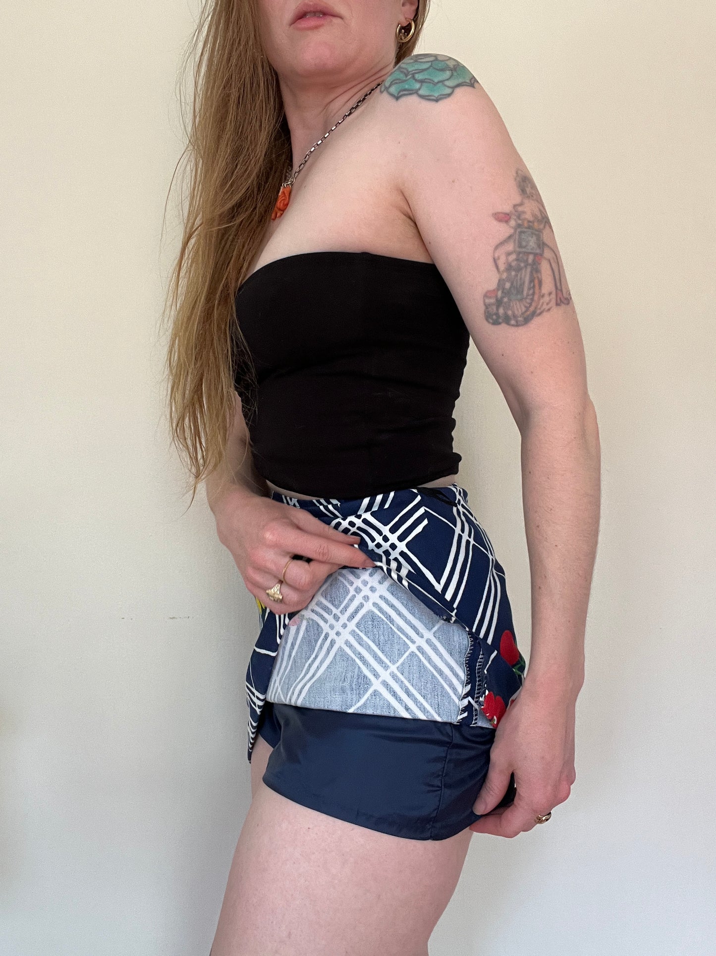 Plaid Fruit 1970s Skort 25”