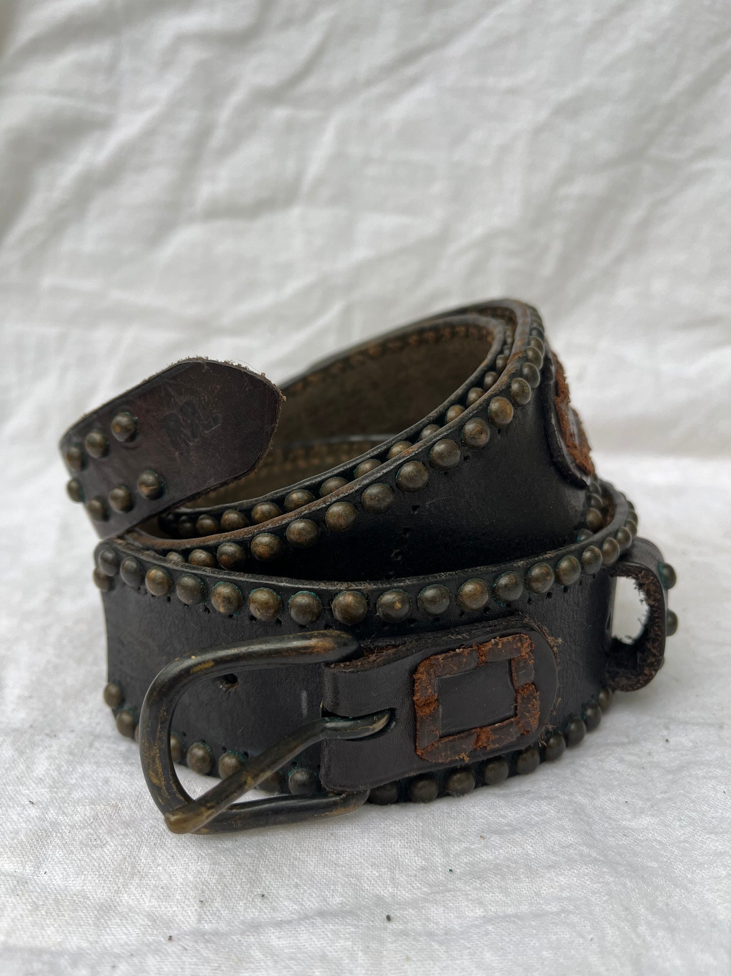 Double RL Ralph Lauren Studded Black Belt 34”-38”