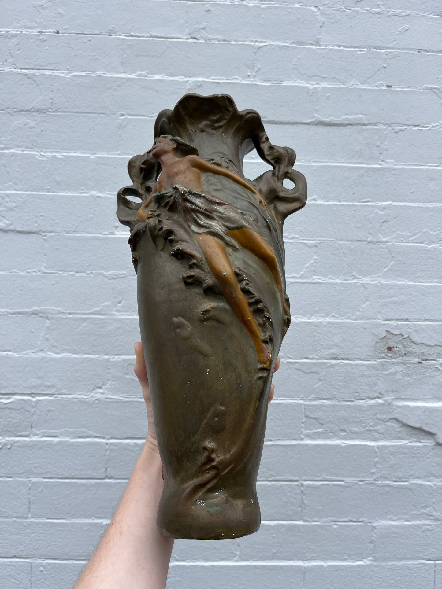 Art Nouveau Ceramic Figure Vase