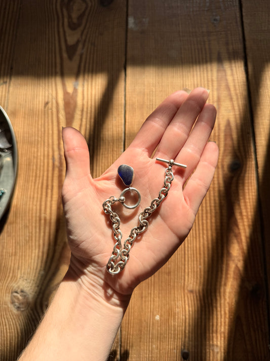 Silver Soldered Link Bracelet with Charm