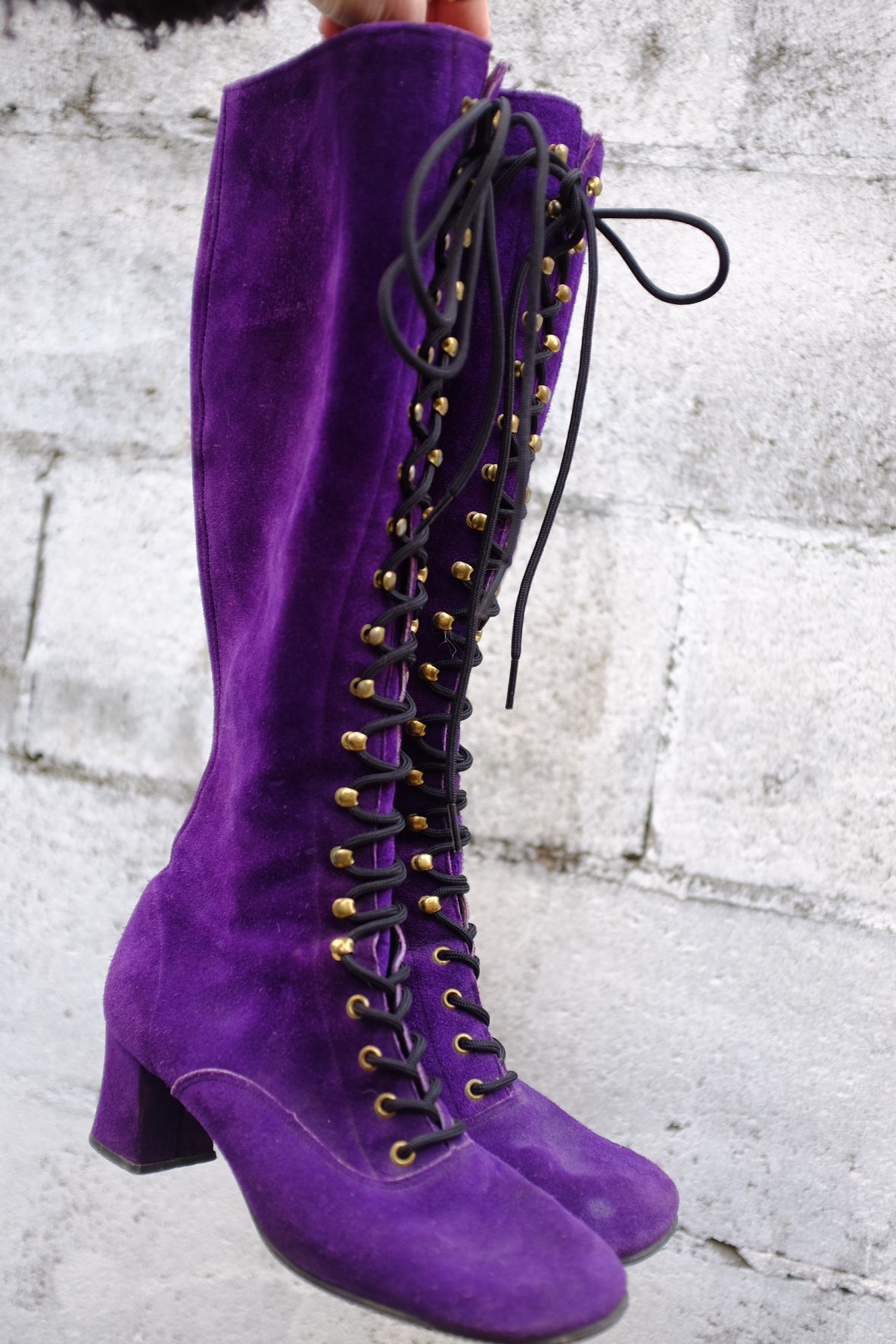 1970s Suede Lace Up High Boots 8/8.5