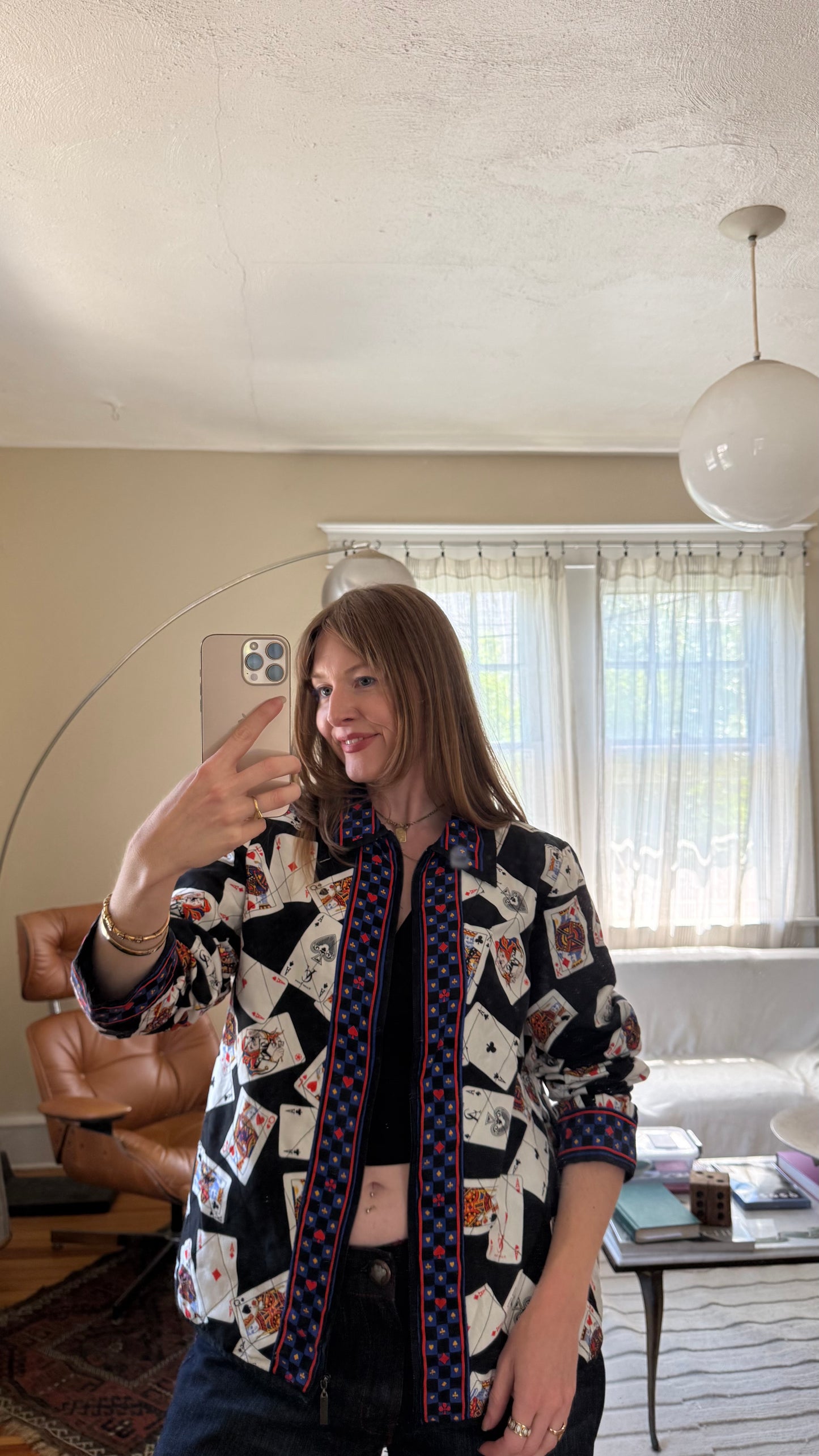 1990s Victor Costa 100% Silk Playing Cards Jacket