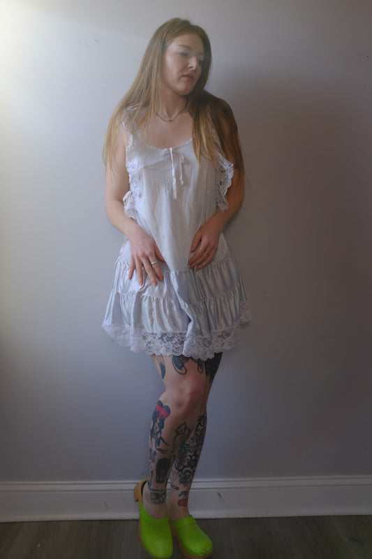 1970’s Perry-winkle Lingerie Ruffle Mini Dress