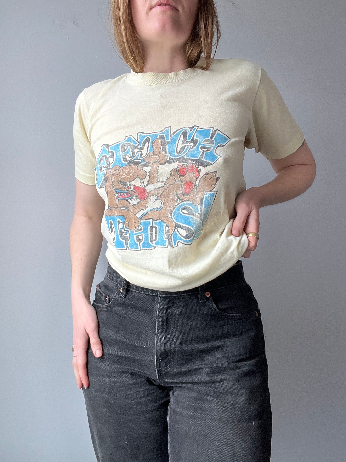 1980s Fetch This Middle Finger Doggy Shirt