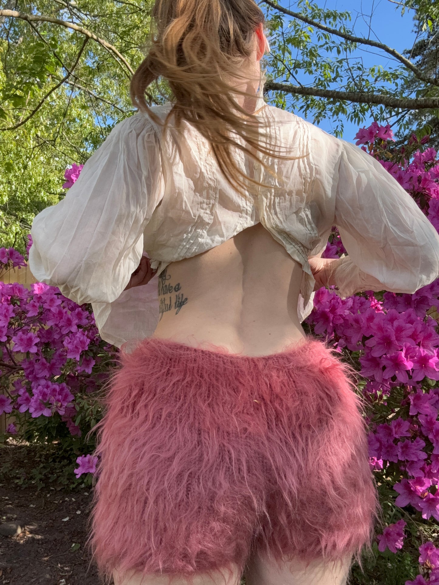 Hot Pink Shaggy Mohair Shorts