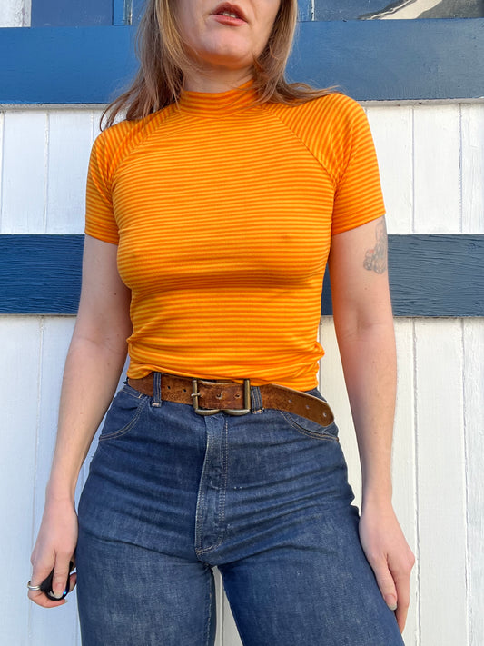 1970s Orange Striped Shirt XS/S