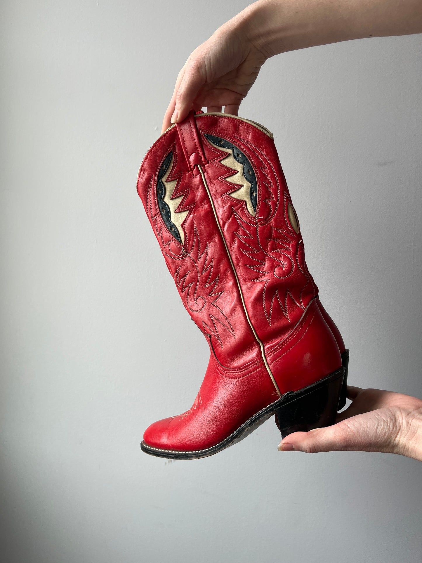 1980s Acme Cherry Red Cowboy Boots 7