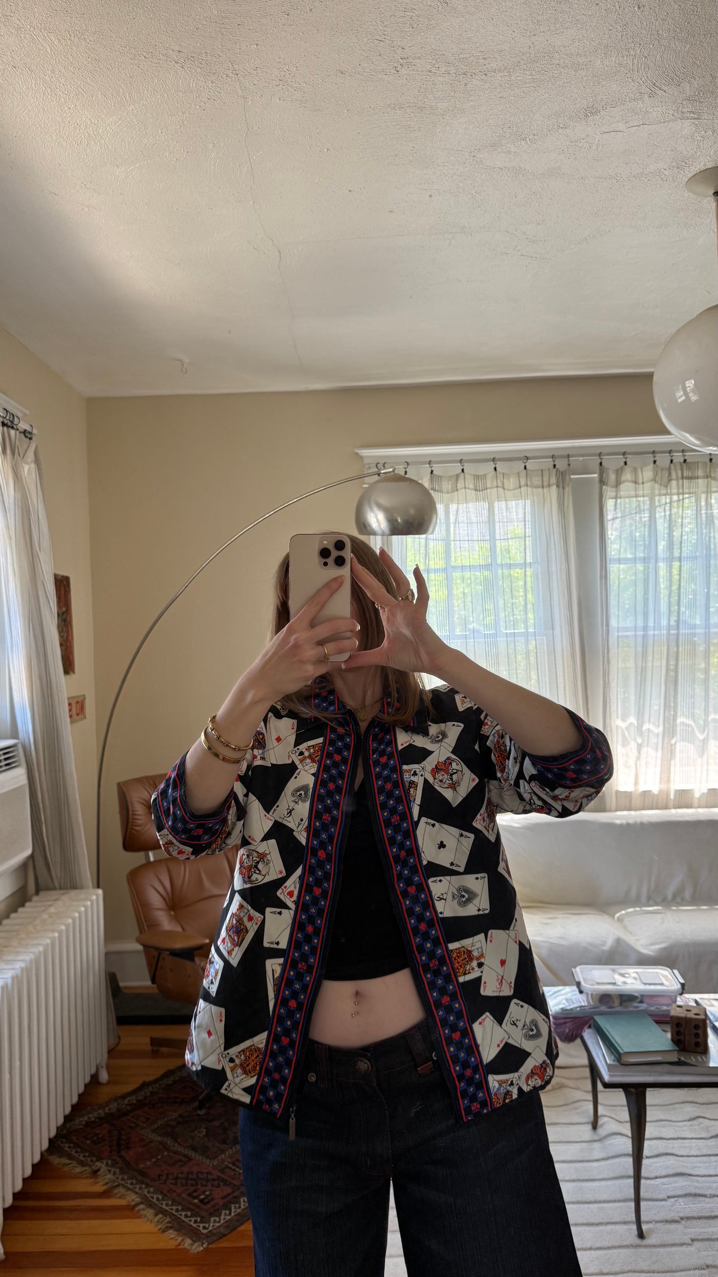 1990s Victor Costa 100% Silk Playing Cards Jacket