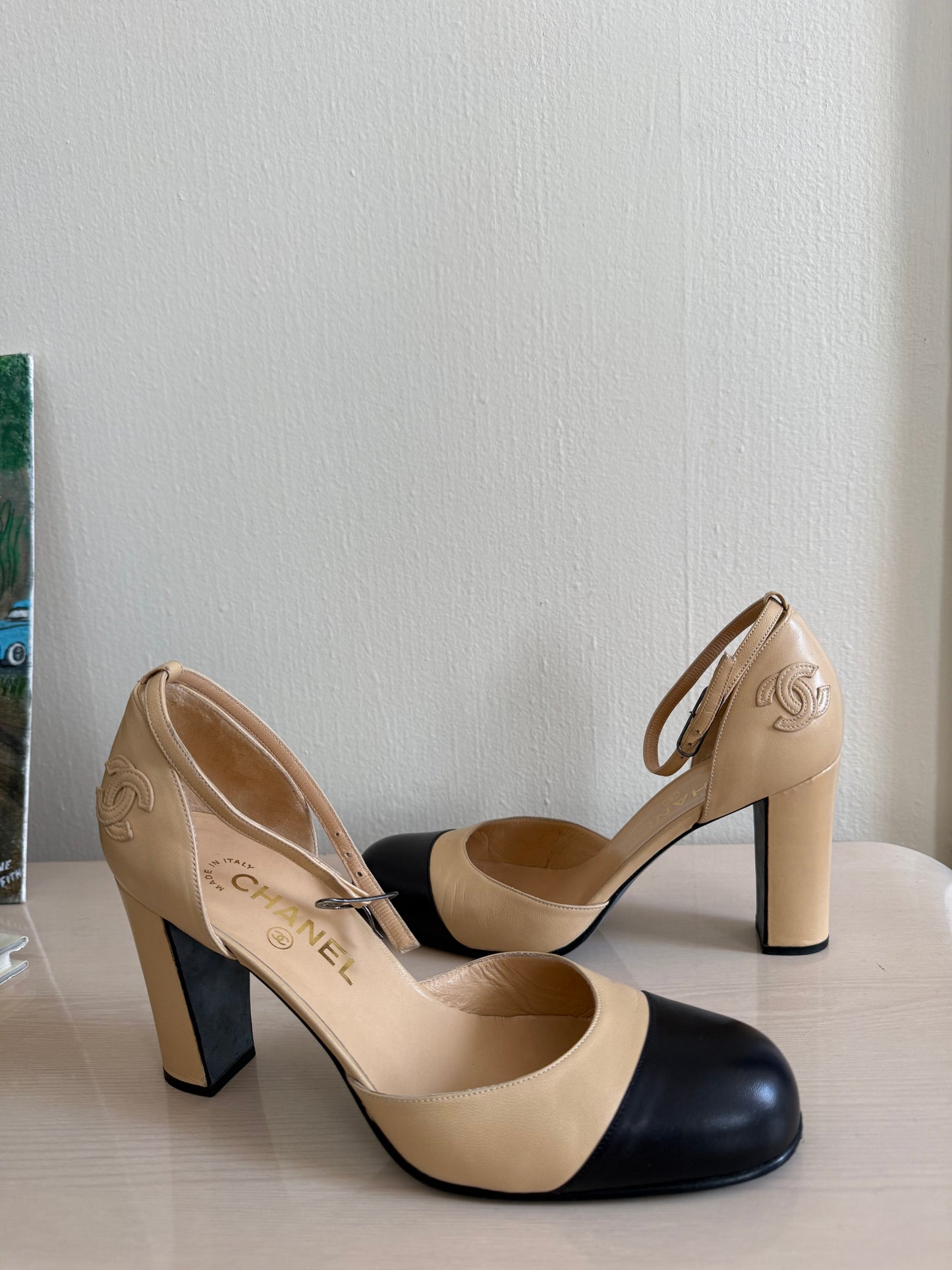 1990s Chanel CC Mary Jane Pumps EU 38 7.5/8