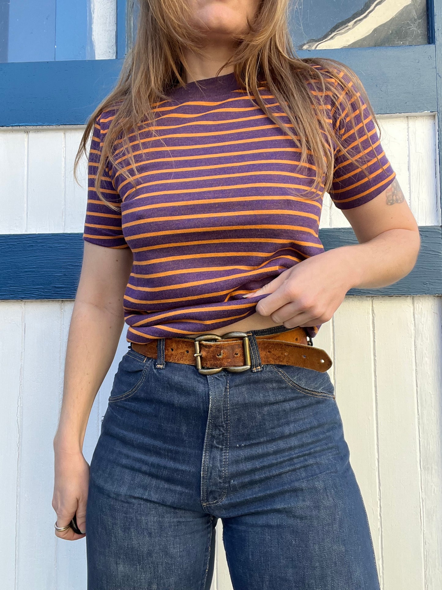 1960s Purple Striped Tee S/M