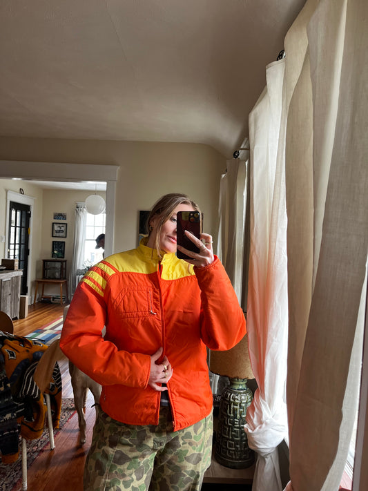 1970s Orange and Yellow Puffer Jacket