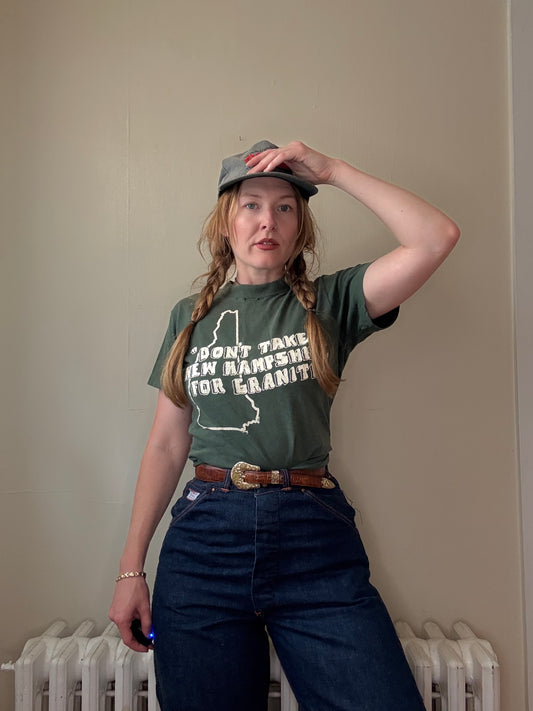 1980s New Hampshire Granite Dark Green Tee S