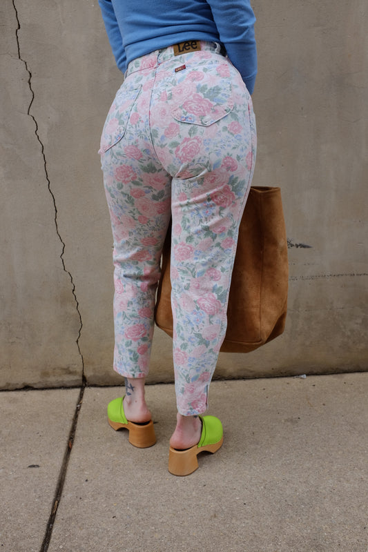 1980s Lee High Waisted Floral Pants